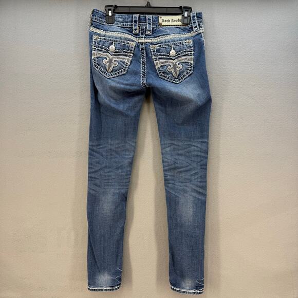 Rock Revival Jeans Women's 27 (4) Blue Hana Skinny Embellished Preppy Western - Picture 2 of 16